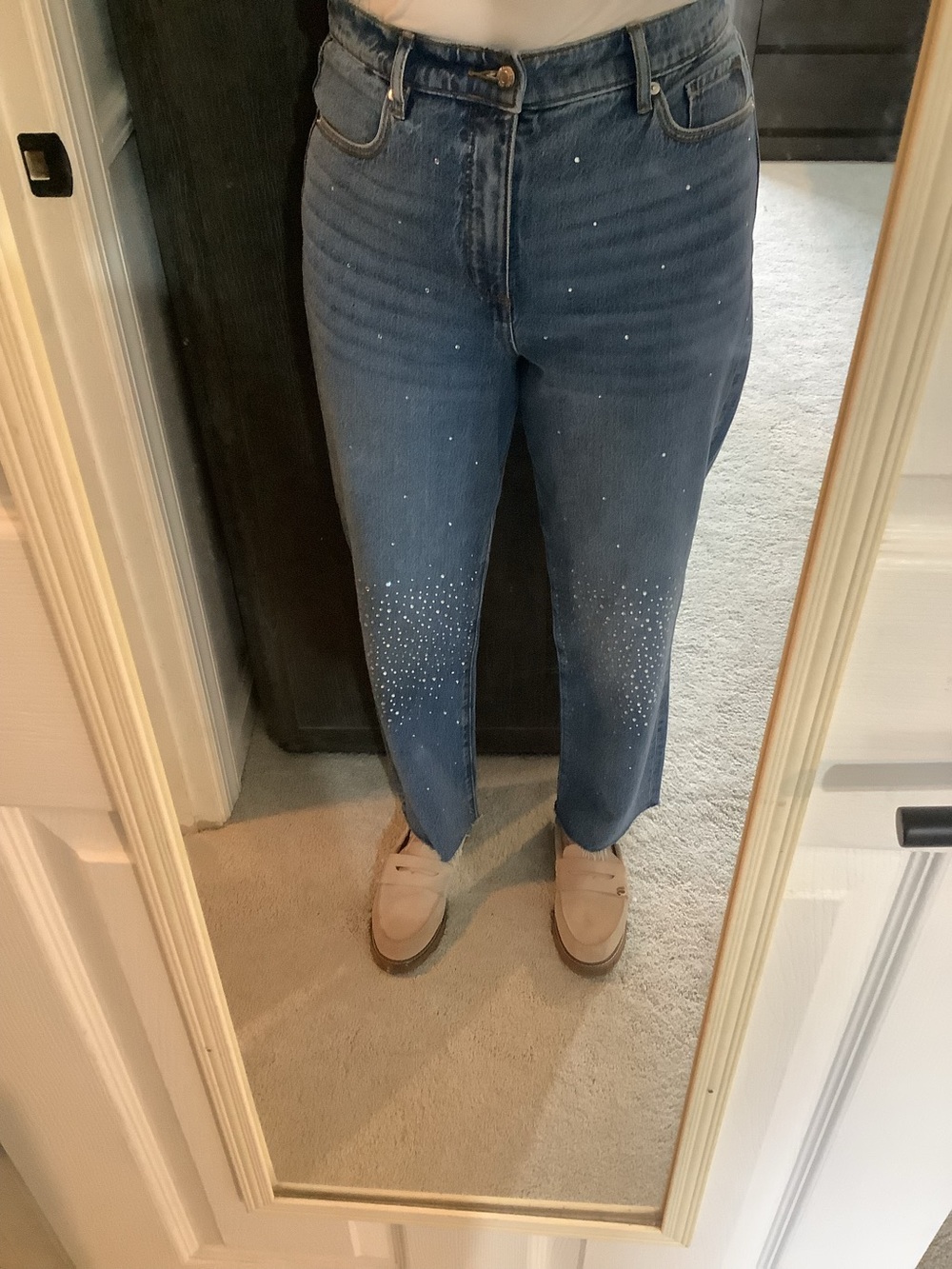 LOFT Blue Ankle Jeans with Rhinestone Gradient